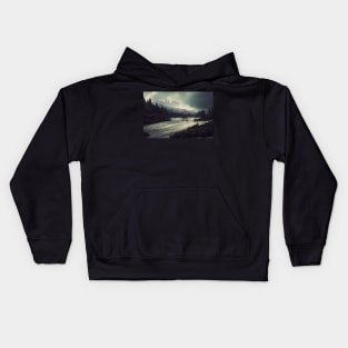 Castle in the Mists Over a Dark Landscape Kids Hoodie